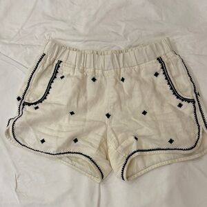 Madewell Cream Shorts with Black Embroidery